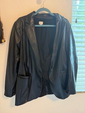 a new day Black Faux Leather Blazer Jacket